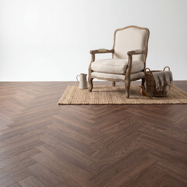 yarenza. Reverie Herringbone Dark Oak Click PVC