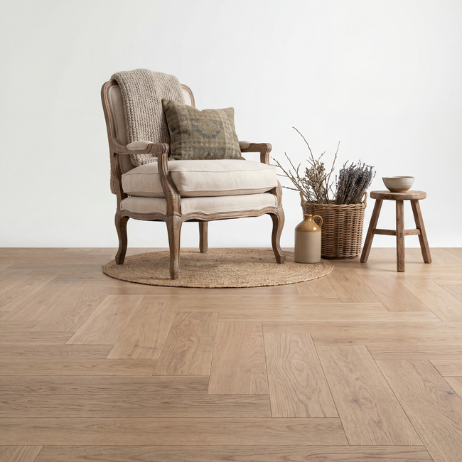 yarenza. Reverie Herringbone Beige Oak Click PVC