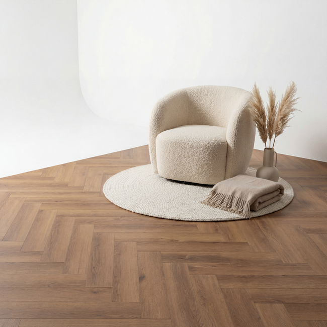 yarenza. Essence Herringbone Dark Oak Click PVC