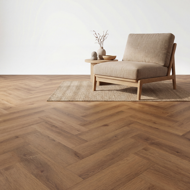 yarenza. Essence Herringbone Dark Oak Click PVC