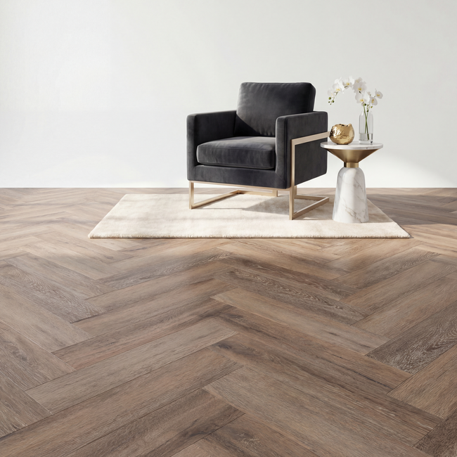 yarenza. Lux Tenebrae Visgraat Dark Oak Plak PVC