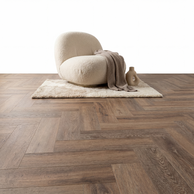 yarenza. Lux Tenebrae Visgraat Dark Oak Plak PVC