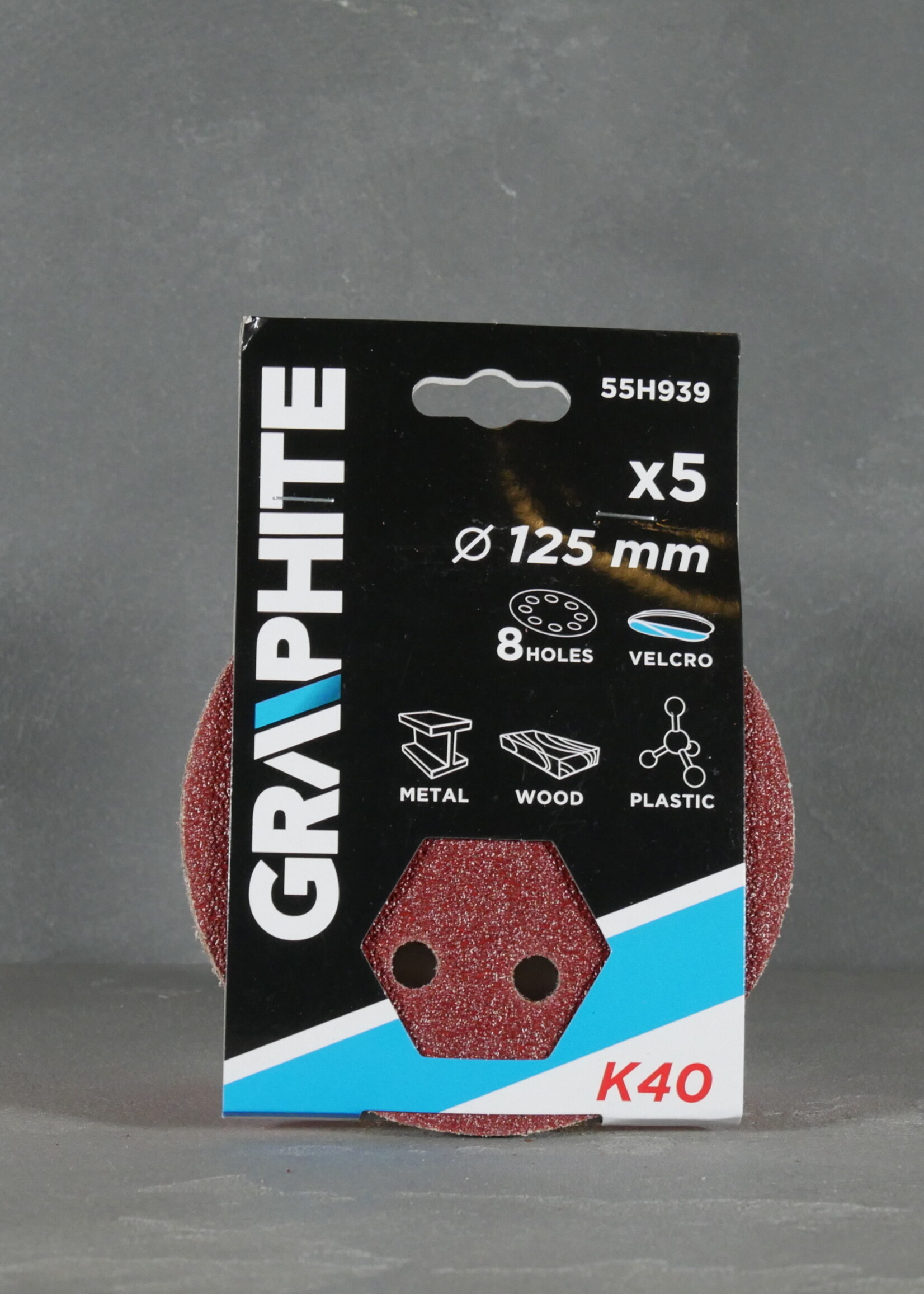 Graphite Graphite Schuurpapier 55H939 125 mm K40 5 stuks