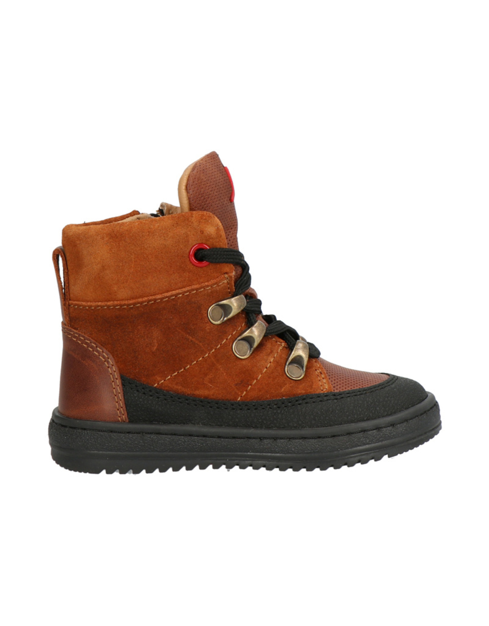 Jochie - Halfhoge Veterschoen Cognac - Den Elzen Schoenmode