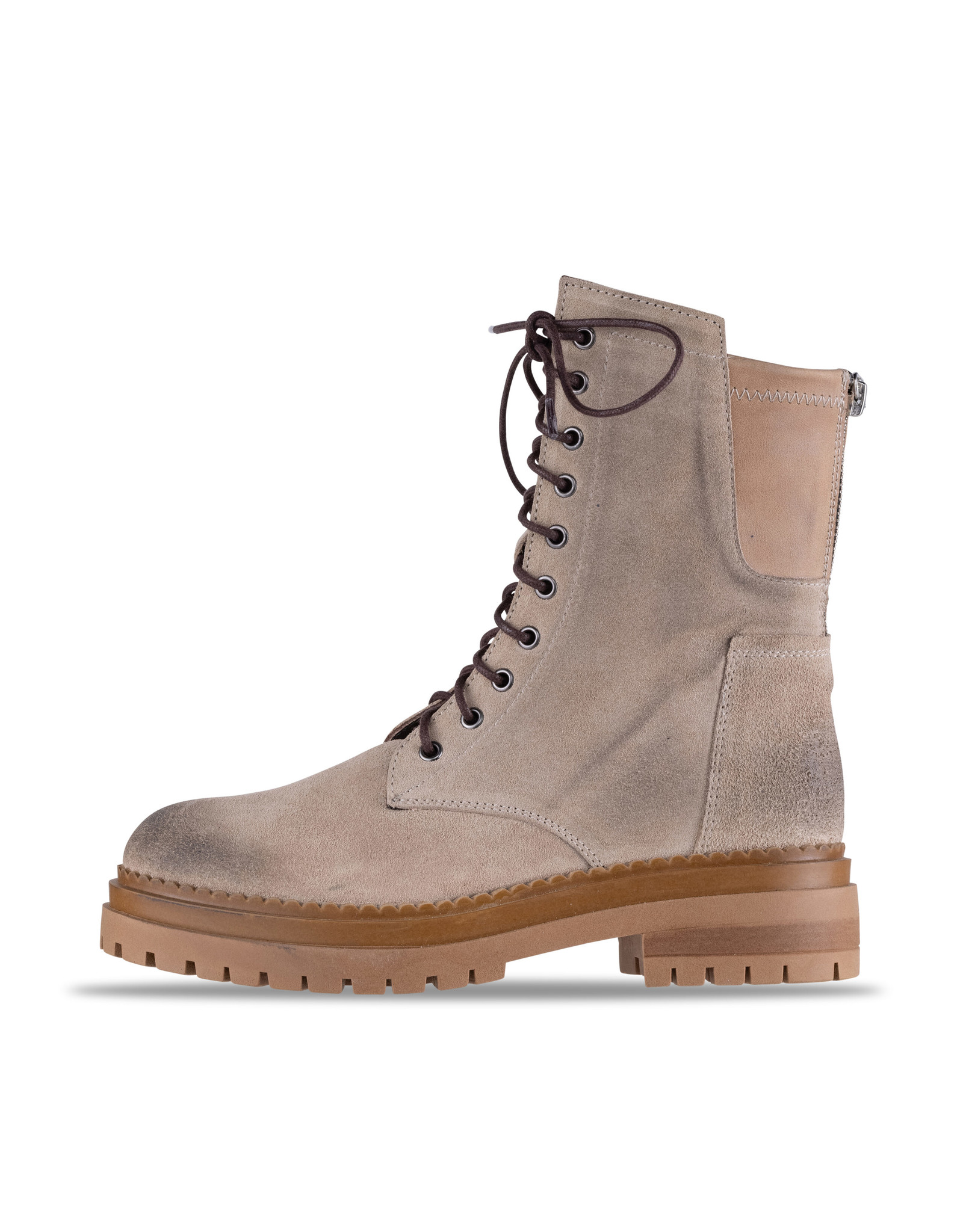 Babouche-Veterboot-Beige - Den Elzen Schoenmode