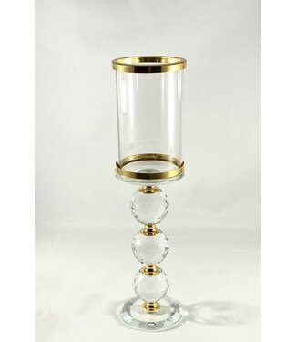 Kandelaar glas/ goud