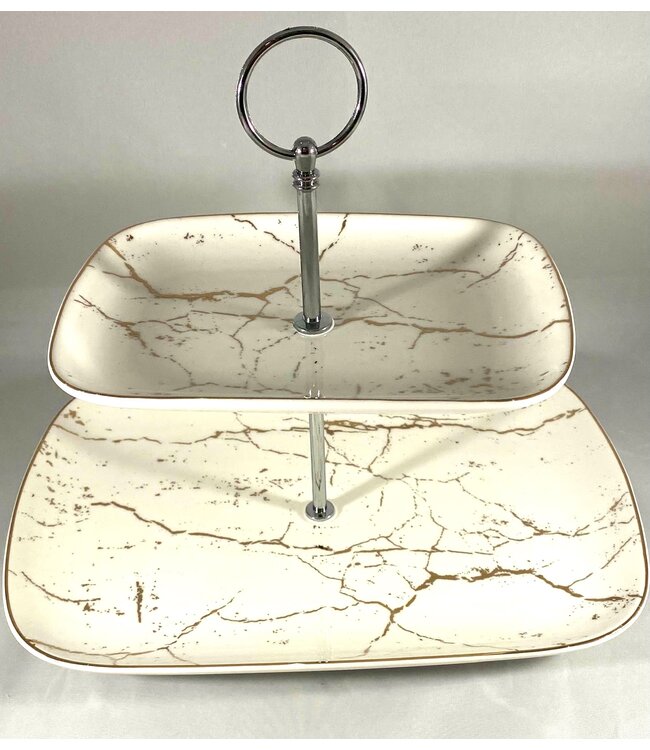 Hayal Etagere met marmer look 2 laag.