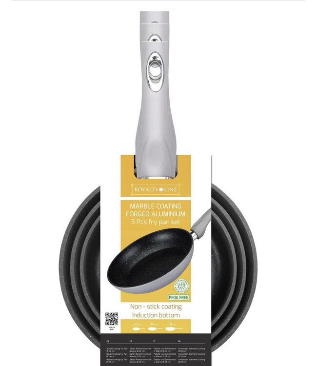 Royality line 3 delige koekenpan set zilver