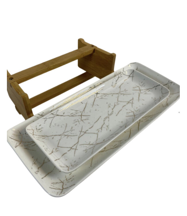 Hayal Schalenset Bamboe Wit / Goud 2-laags - Marmer design