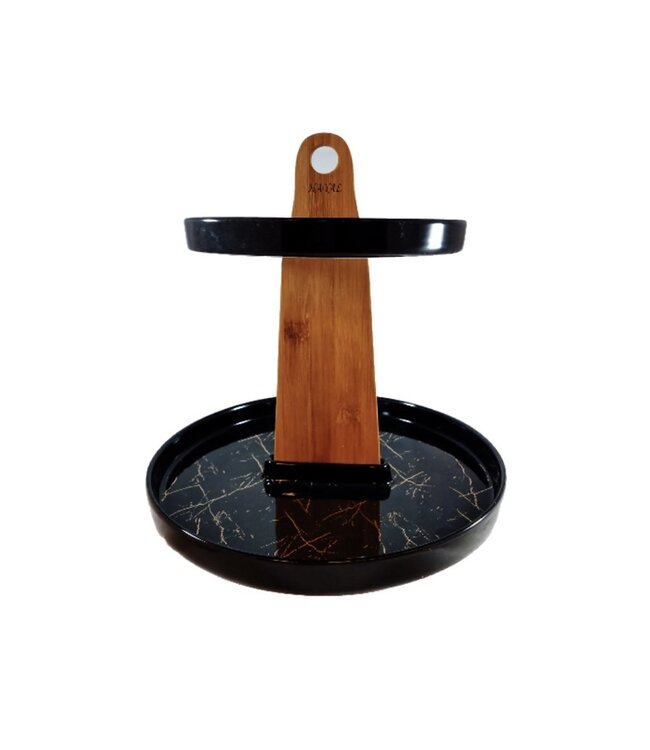 Hayal 2 delige etagere marmerlook zwart/goud design