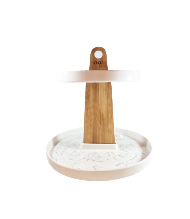 Hayal 2 delige etagere marmerlook wit