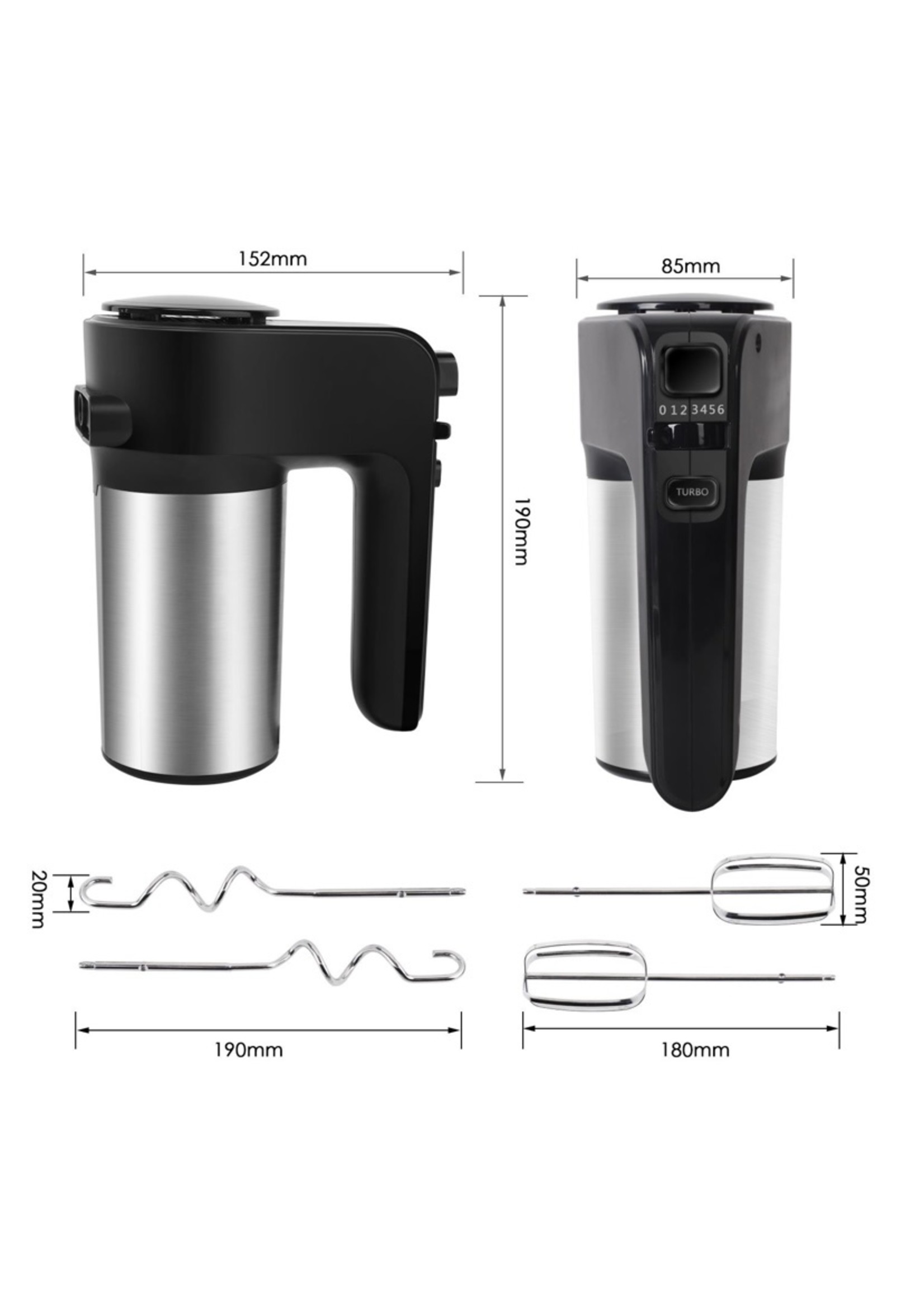 Aigostar Hanson - Handmixer 300 Watt Schwarz