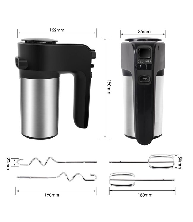 Aigostar  Hanson - Handmixer 300 Watt Zwart
