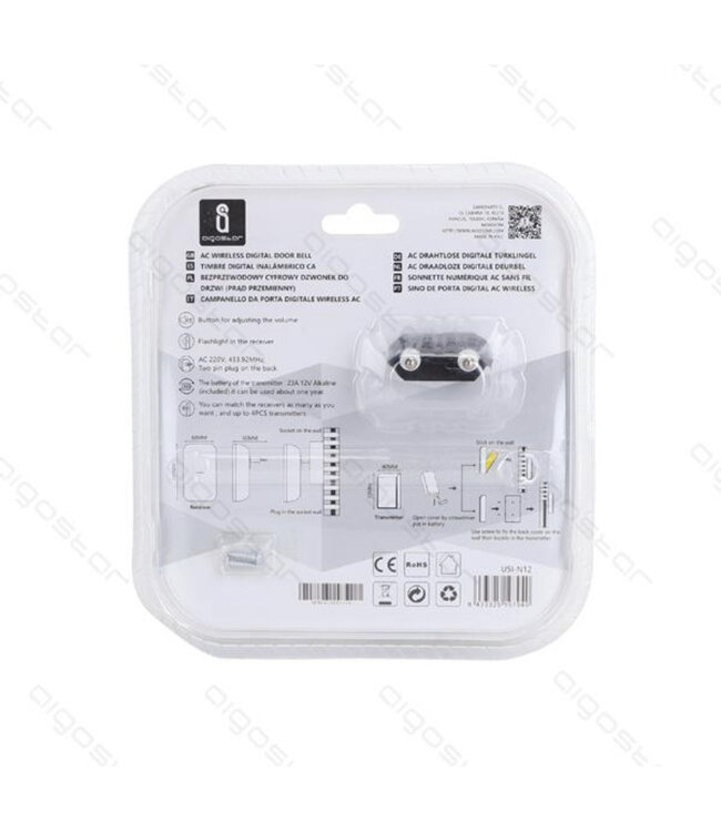 Aigostar AC DRAADLOZE DIGITALE DEURBEL/IP44