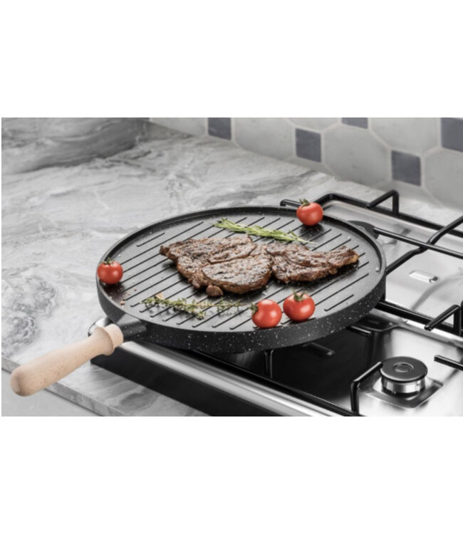 Teffo 3-in-1 Granieten Gietpan Dubbelzijdig - Grillpan - Pannenkoekenpan - Crêpepan - 35cm
