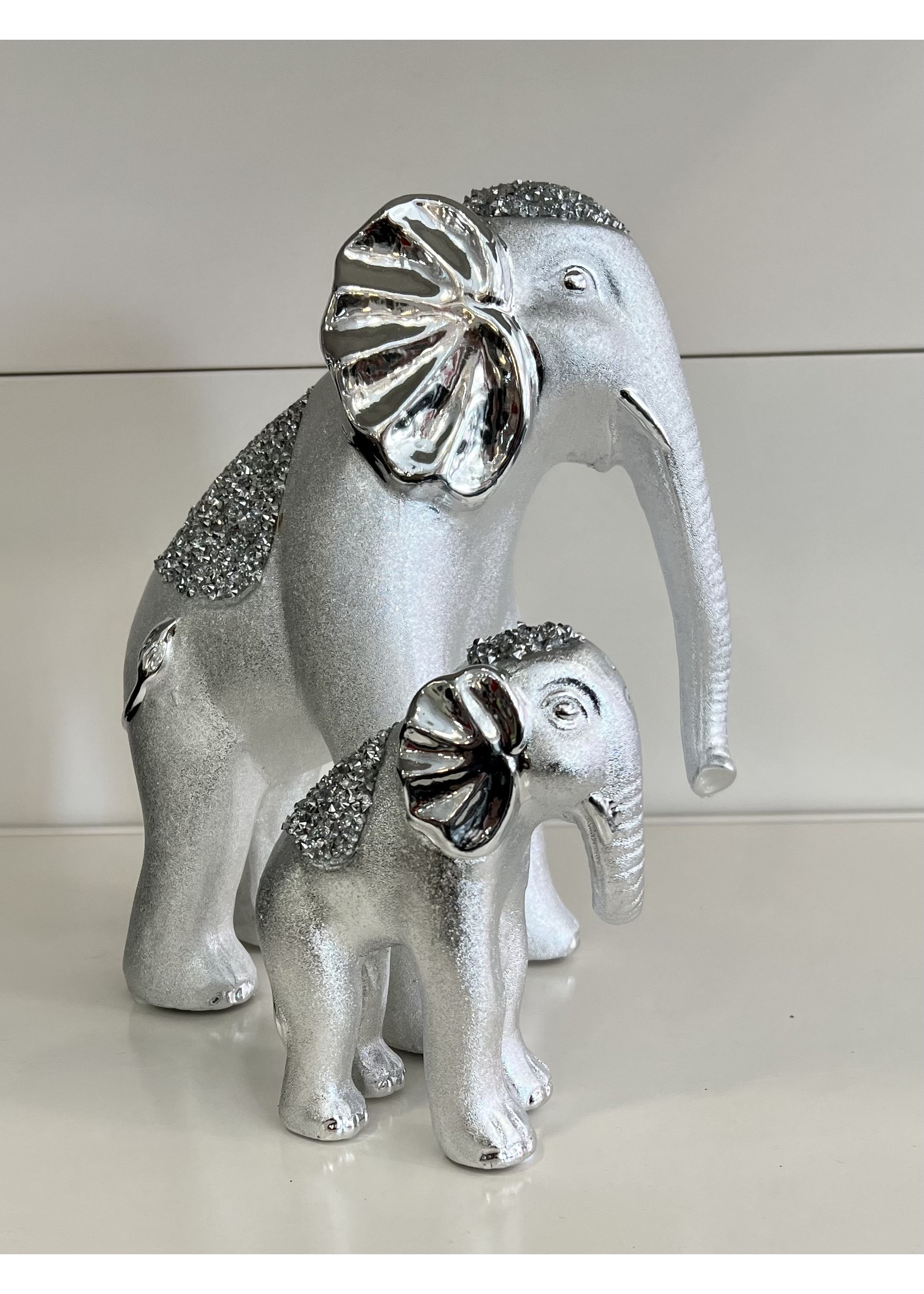 Ensemble éléphant 2 pièces avec pierres en argent