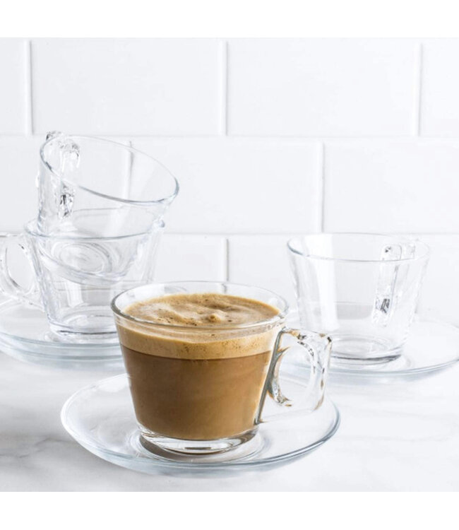Pasabahce Vela – Set Tasses Espresso + Soucoupes – 80 ml