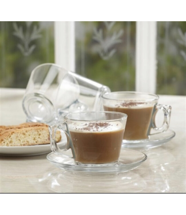 Pasabahce Vela – Set Tasses Espresso + Soucoupes – 80 ml