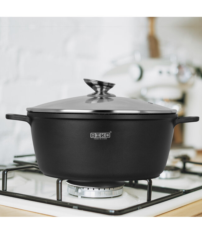 Royality line- Braadpan Ø 36 cm - Glazen deksel marmeren coating - Blackstone