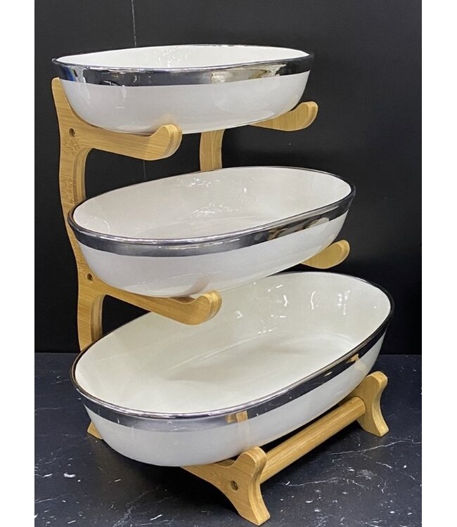 3 delige etagere met houder