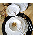 Service de table 6 personnes, 25 pièces blanc cerclé d'or