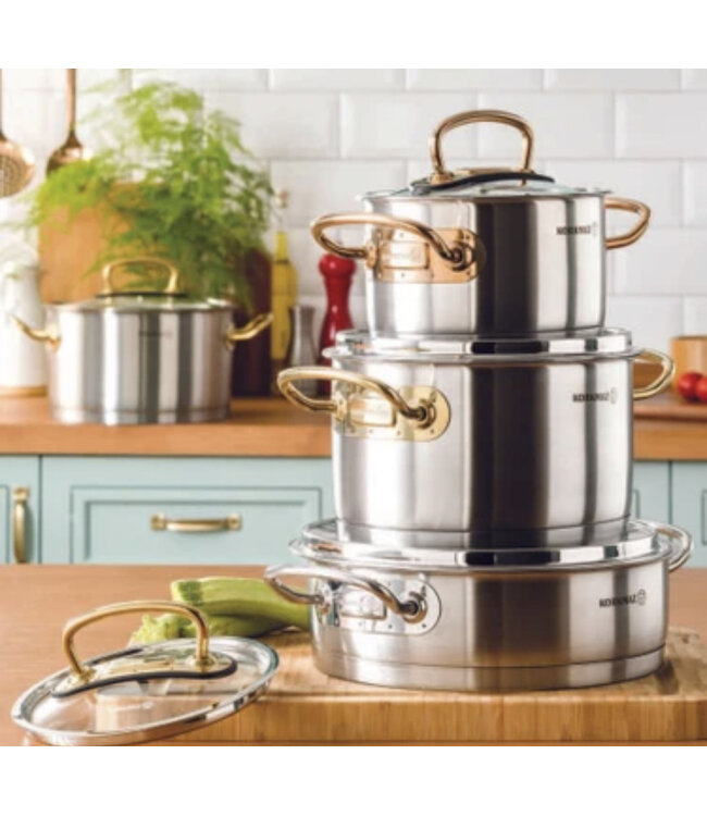 Korkmaz Ensemble de casseroles Korkmaz proline gold 8 pièces