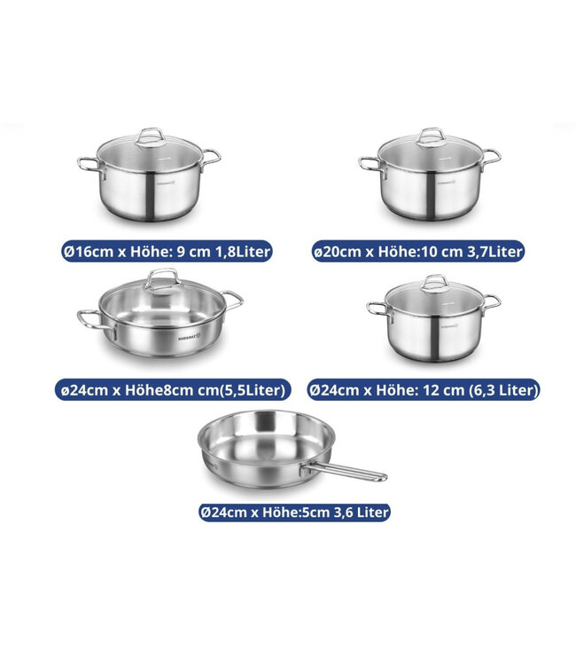 Korkmaz Ensemble de casseroles Korkmaz 9 pièces - Perla