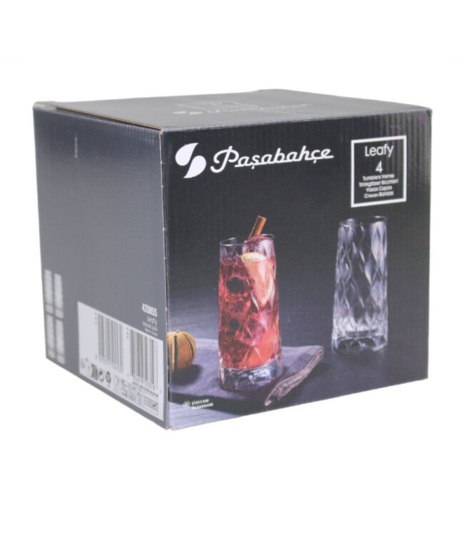 Pasabahce Leafy - Longdrinkglazen - Set van 4 - 345 ml