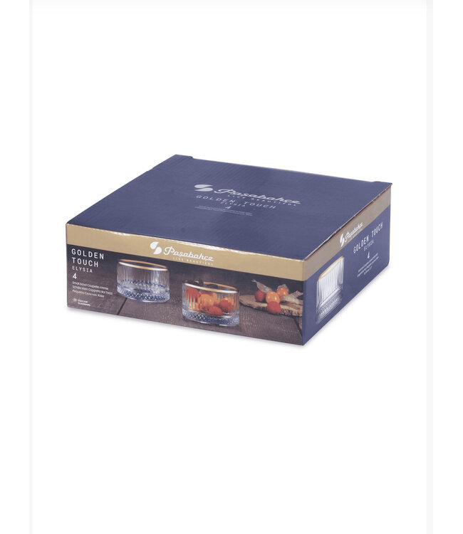 Pasabahce Elysia 4-delige golden touch schaaltjes