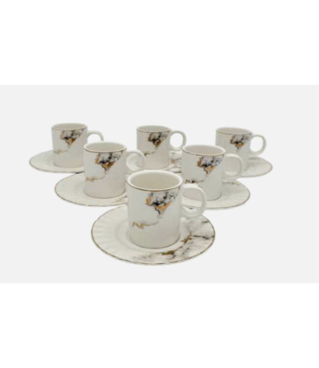 Hayal 12-teilige Kaffeetassen im Marmor-Look-Design