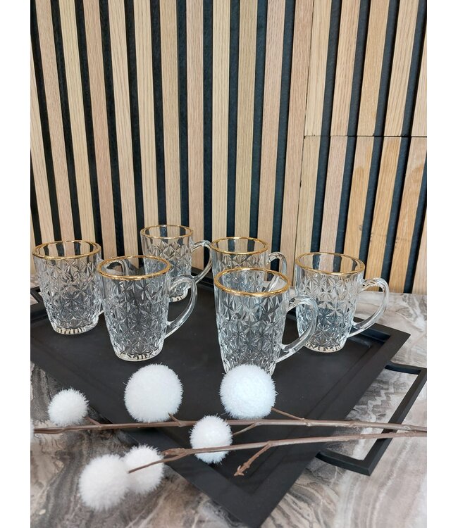 Verres à thé 6 pièces avec bord doré
