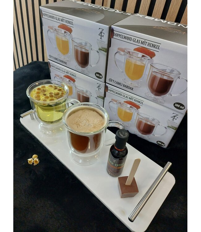 Doppelwandige Gläser mit Henkel 300ml