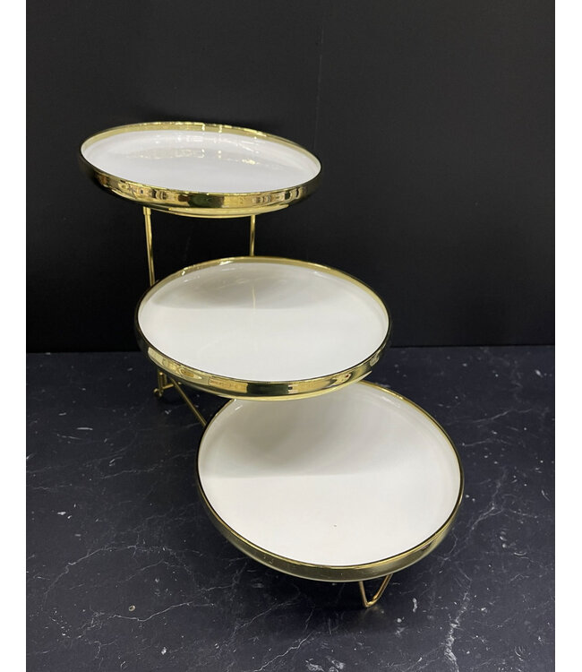 Etagere 3-lagig mit Goldrand