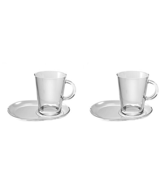 Pasabahce Tribeca Teeglas mit Untertasse 400 ml – Gehärtetes Glas – 2 Stück