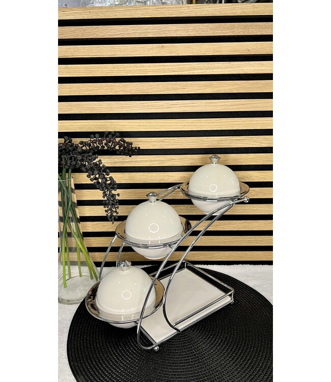 3-teiliges Snack- und Tapas-Set mit Halter