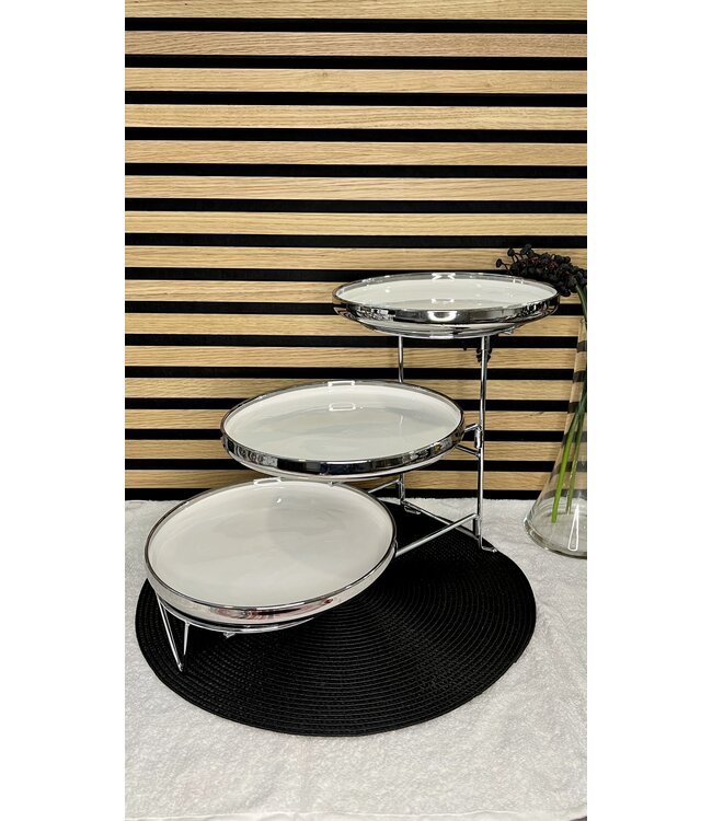 Etagere 3-lagig mit Goldrand