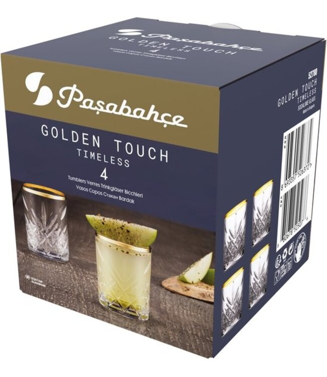 Pasabahce Timeless Golden touch shot glazen 4 stuks – 62 cc