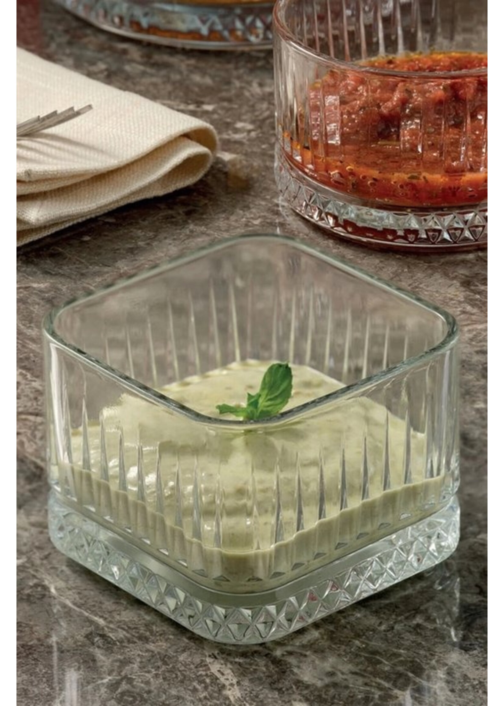 Pasabahce Elysia – Bols à Snack/Tapas Carrés – Verre – 80 mm x 80 mm – Lot de 4