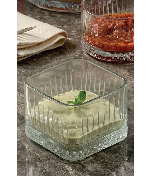 Pasabahce Elysia – Quadratische Snack-/Tapas-Schalen – Glas – 80 mm x 80 mm – 4er-Set