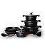 Royality line Batterie de cuisine 13 pièces avec revêtement en marbre - avec poignées amovibles