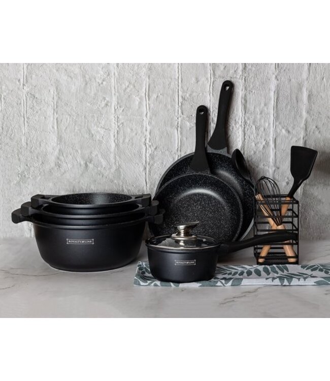 Royality line 13 Delige Pannenset Met Marmeren Coating - Met Afneembare Handvaten