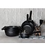 Royality line Batterie de cuisine 13 pièces avec revêtement en marbre - avec poignées amovibles
