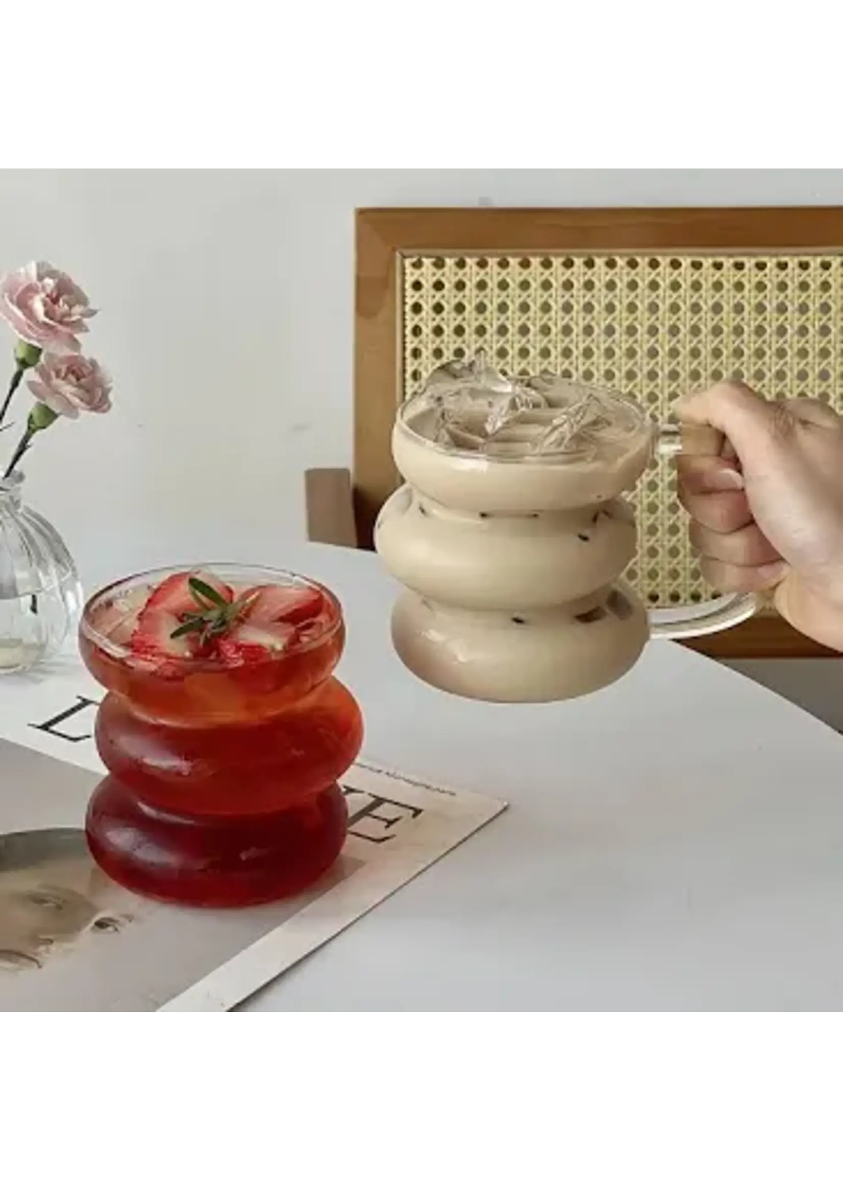 Tasse en verre à torsion ondulée | 2 pièces | 450 ml