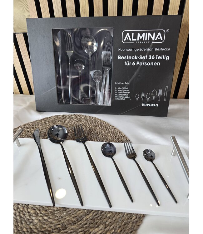 36-teiliges Besteckset Almina Emma in schwarzer Farbe