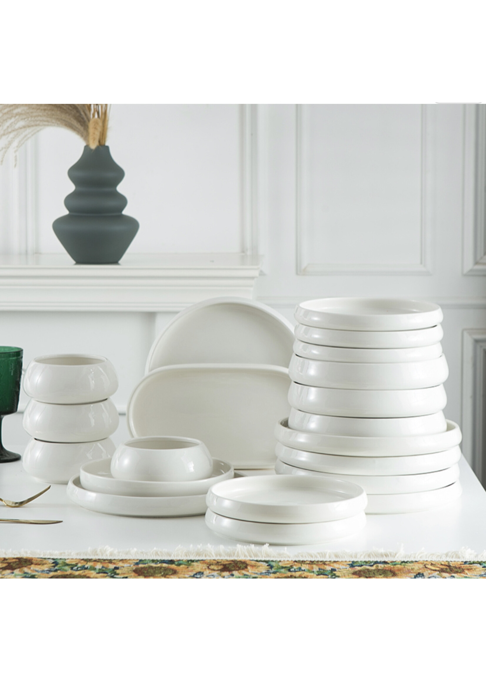 26-delige serviesset Witte Roos Bone Bianco