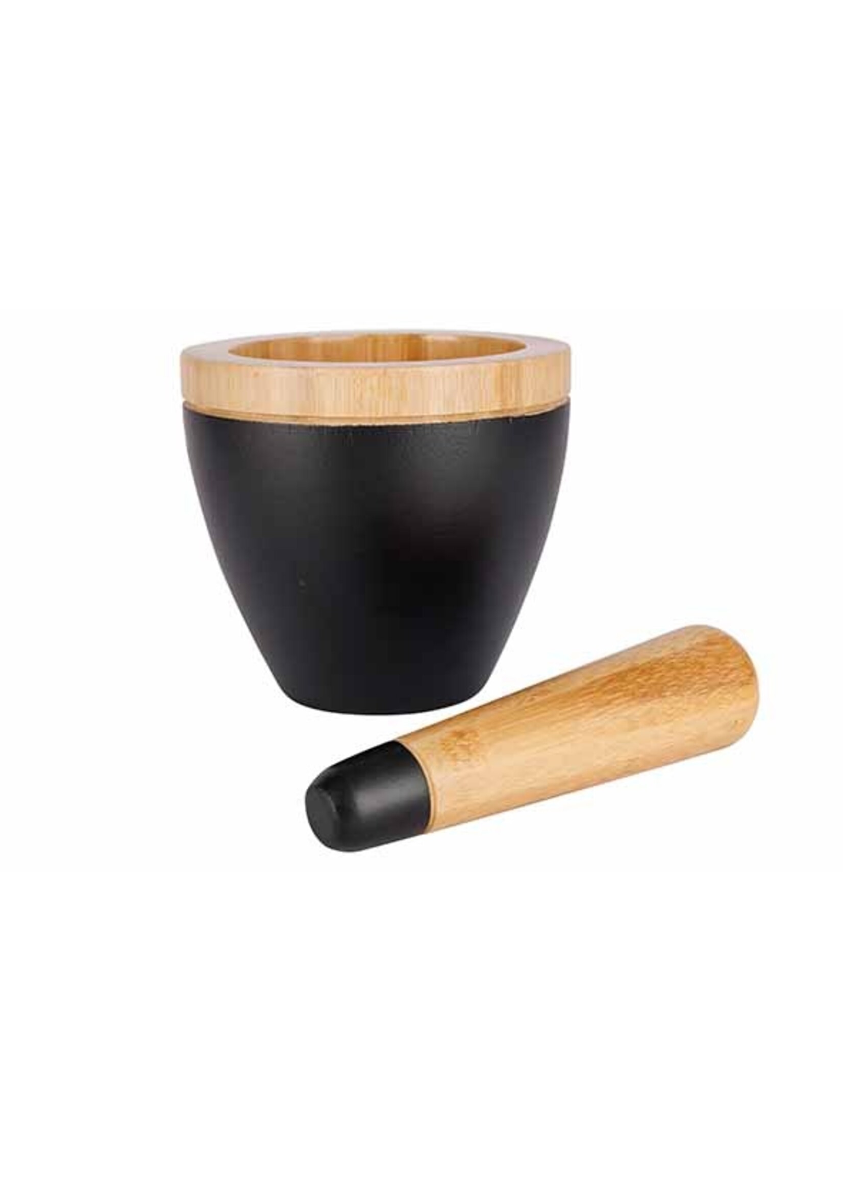 COSY&TRENDY SCHWARZ & HOLZMÖRTEL UND MÖRTEL D13CM XH 11,5 CM BAMBUS