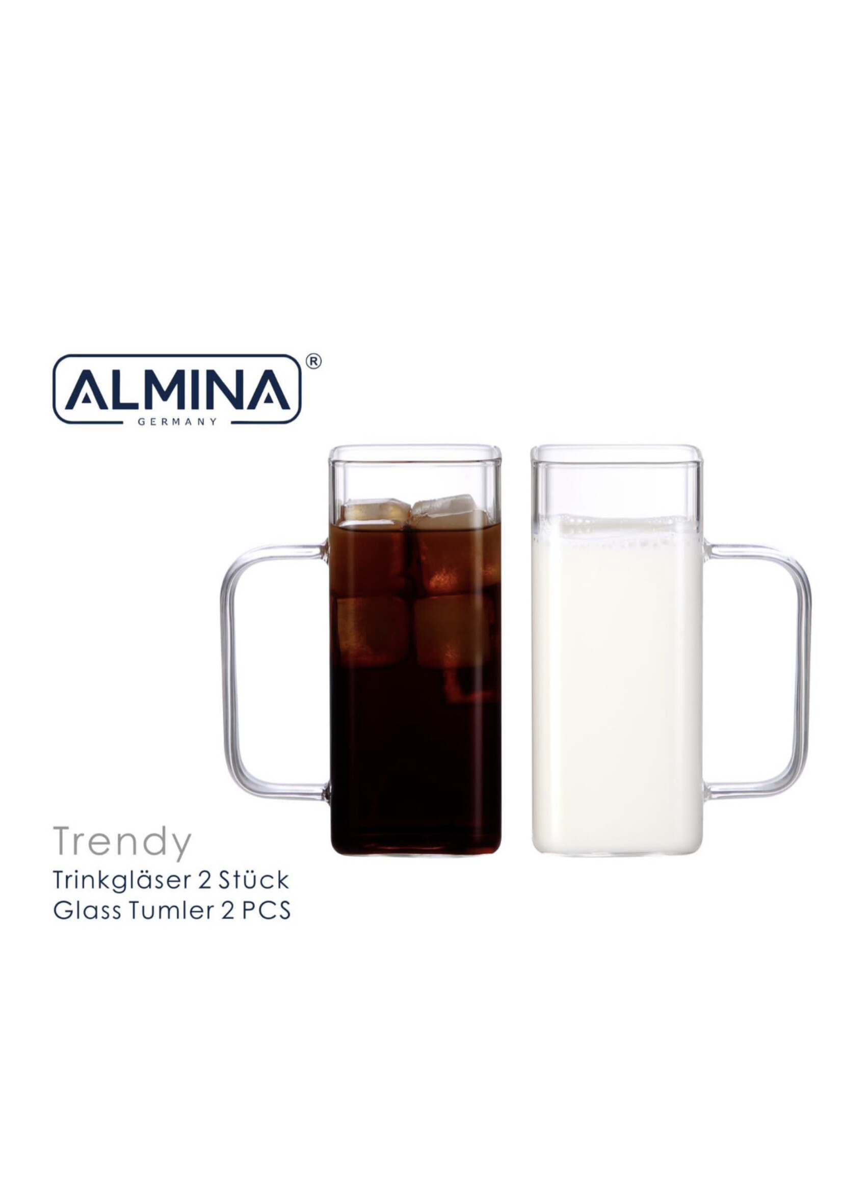 Almina Square rechthoekig glazen mok | 2 stuks | 350 ml