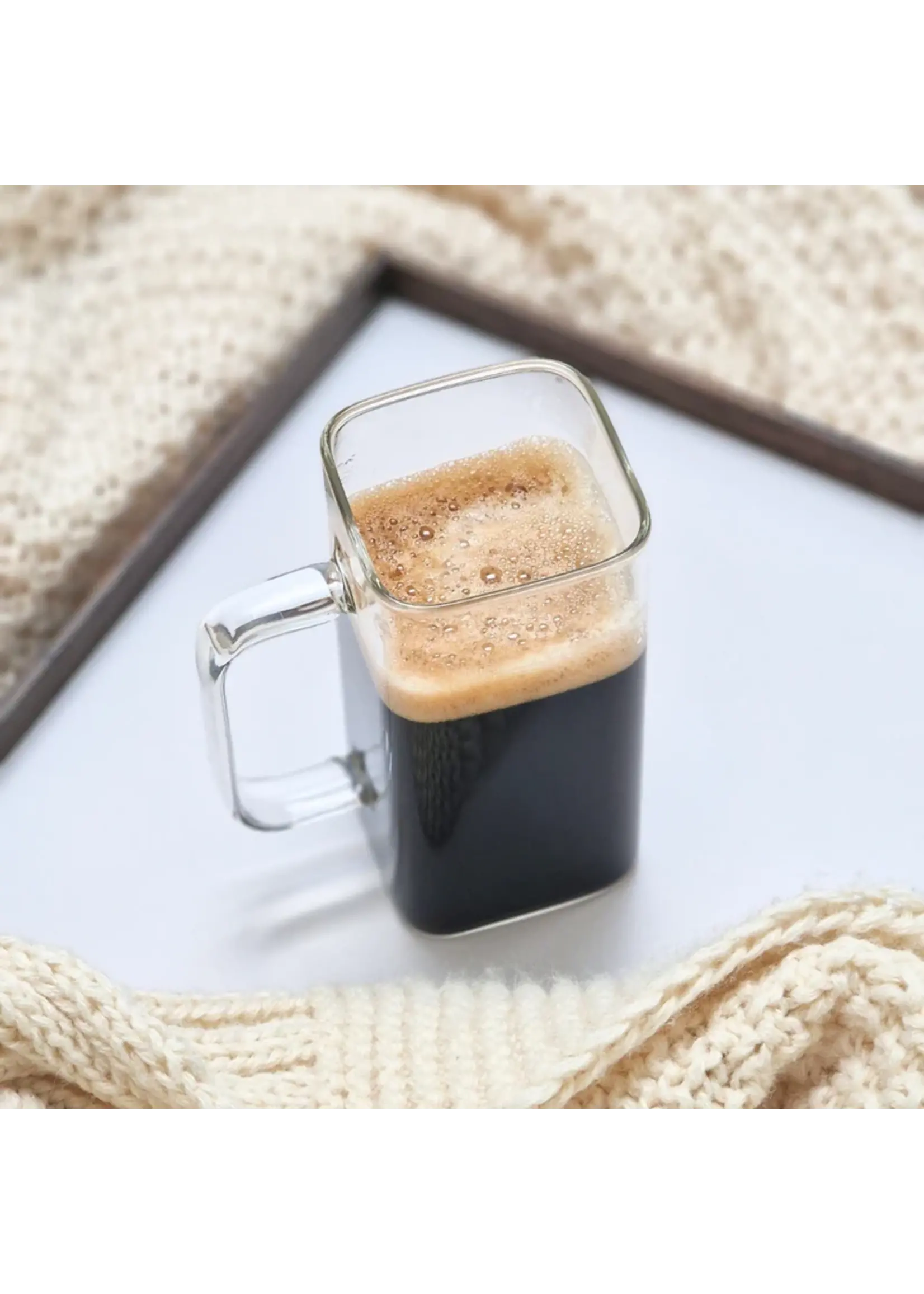 Almina Tasse en verre rectangulaire carrée | 2 pièces | 350 ml
