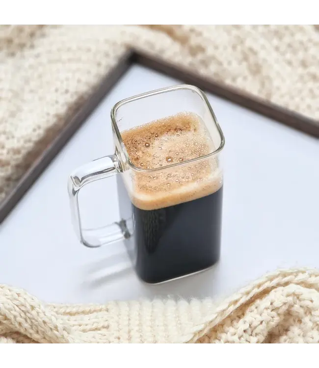 Almina Tasse en verre rectangulaire carrée | 2 pièces | 350 ml