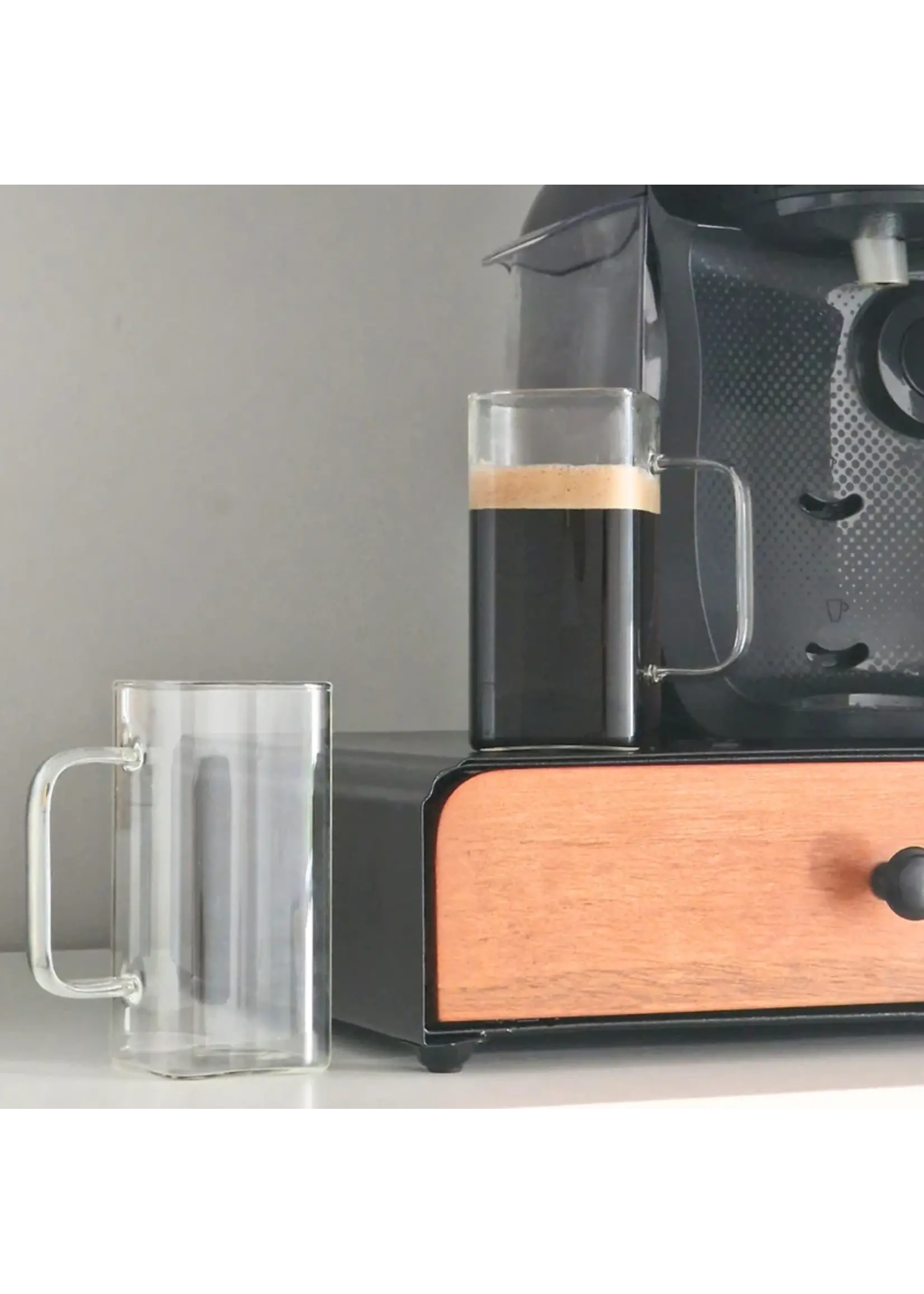 Almina Tasse en verre rectangulaire carrée | 2 pièces | 350 ml